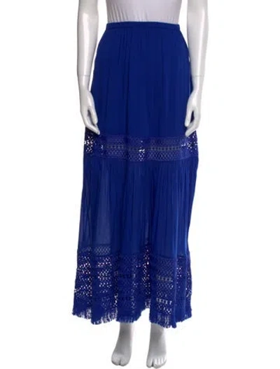 Pre-owned Ramy Brook Embroidered Accent Midi Length Skirt In Blue
