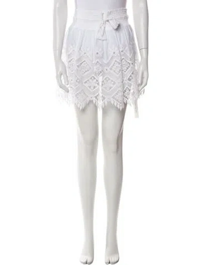 Pre-owned Ramy Brook Embroidered Accent Mini Skirt In White