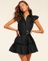 Ramy Brook Embroidered Marceline Cotton Poplin Mini Dress In Black