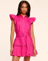 Ramy Brook Embroidered Marceline Cotton Poplin Mini Dress In Pink Petunia