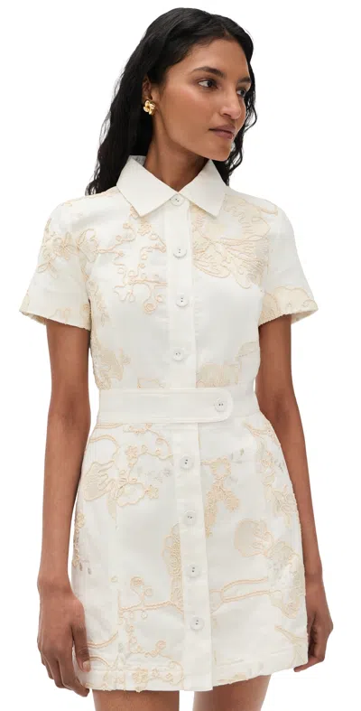 Ramy Brook Shannon Floral Embroidered Mini Dress In White