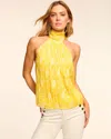 Ramy Brook Emerie Embroidered Halter Neck Top In Lemon Lily