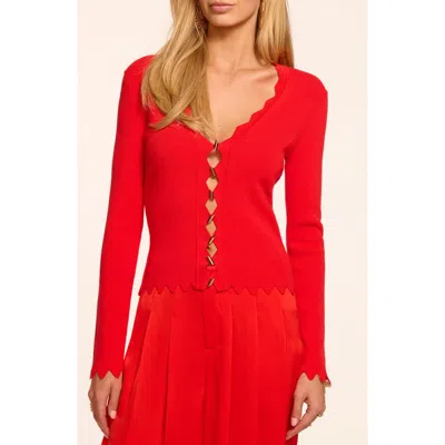 Ramy Brook Emma Scallop Edge Cardigan In Red