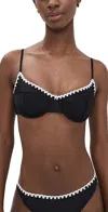 Ramy Brook Emmeline Bikini Top In Black W/ White Crochet