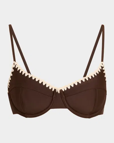Ramy Brook Emmeline Crochet-trim Bikini Top In Brown