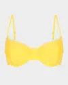 Ramy Brook Emmeline Underwire Bikini Top In Lemon Drop/white Crochet