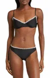 Ramy Brook Emmeline Underwire Contrast Edge Bikini Top And Bottom Set In Black/white In Black