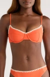 Ramy Brook Emmeline Underwire Contrast Edge Bikini Top In Orange