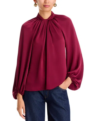 Ramy Brook Emmy Twist Neck Relaxed Blouse In Burgundy