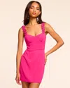 Ramy Brook Ensley Floral Embellished Crepe Mini Dress In Hot Pink