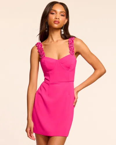 Ramy Brook Ensley Floral Embellished Crepe Mini Dress In Hot Pink