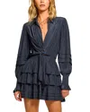 Ramy Brook Entela Tiered Long Sleeve Mini Dress In Navy