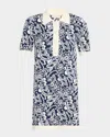 Ramy Brook Erin Knit Short Sleeve Mini Dress In Navy Boucle