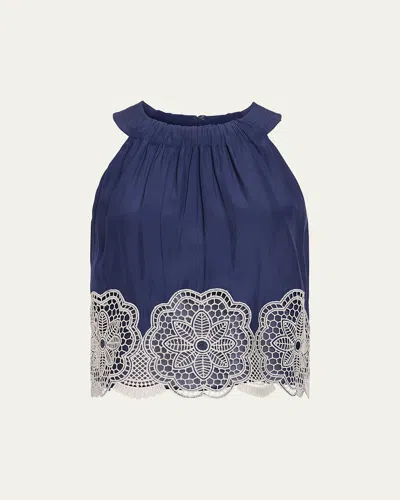 RAMY BROOK ESTELLA CROCHET-TRIM BLOUSE