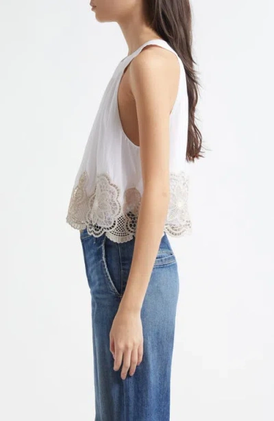 Ramy Brook Estella Embroidered Crop Tank In Ivory