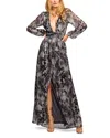Ramy Brook Estelle Long Sleeve V-neck Dress In Dove Grey Floral