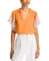 Ramy Brook Esti Embroidered-sleeve Top In Mango