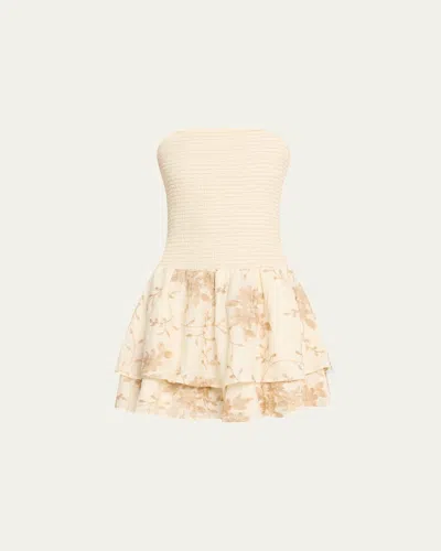 Ramy Brook Estrella Strapless Mini Dress In Neutral