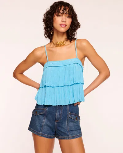 Ramy Brook Eula Tiered Tank Top In Isola Blue