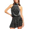 Ramy Brook Evangeline Womens Velvet Smocked Halter Dress In Black