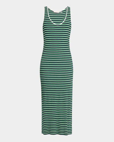 Ramy Brook Everest Stripe Scoop-neck Midi Dress In Spring Navy Stripe Combo