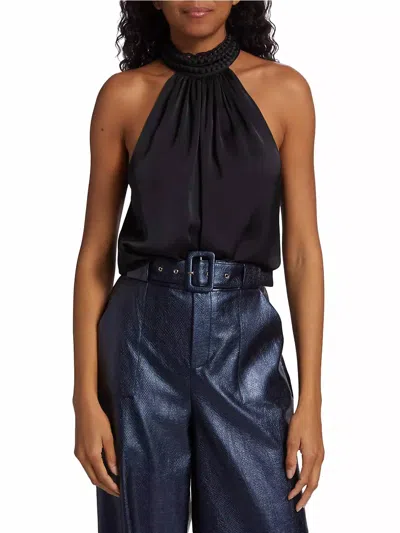 Ramy Brook Everleigh Braided Halter Top In Black