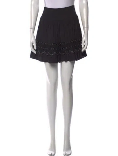 Pre-owned Ramy Brook Eyelet Trim Mini Skirt In Black