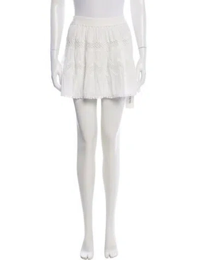 Pre-owned Ramy Brook Eyelet Trim Mini Skirt In White