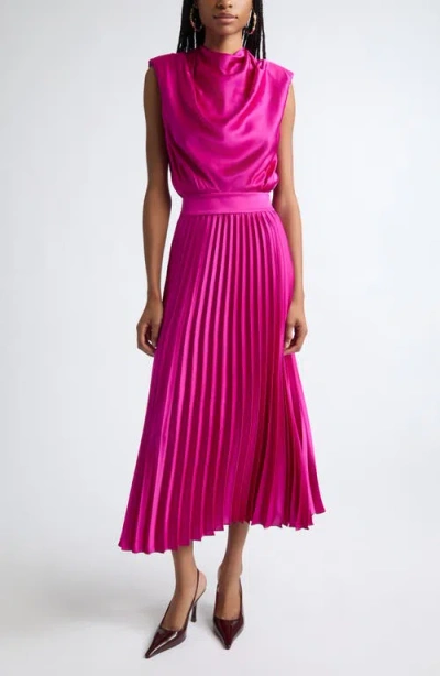 Ramy Brook Farah Pleated Midi Dress In Pink