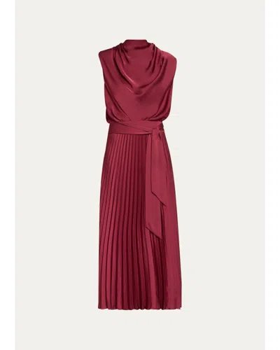 Ramy Brook Farah Satin Midi Dress In Red