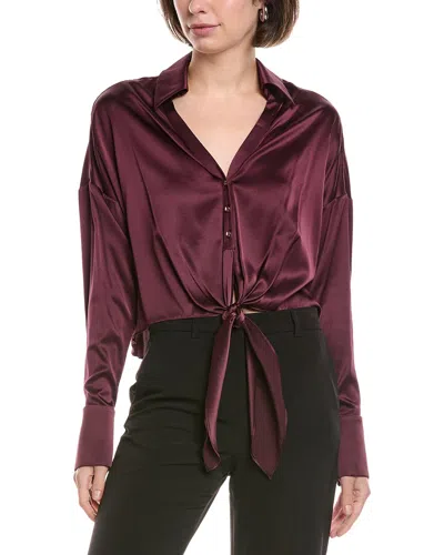 Ramy Brook Farrah Silk-blend Blouse In Burgundy