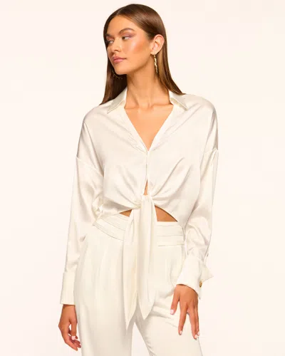 Ramy Brook Farrah Silk Tie-front Blouse In Ivory