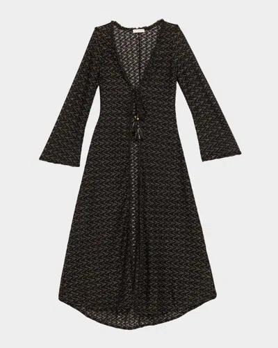 Ramy Brook Fatima Metallic Knit Coverup In Black