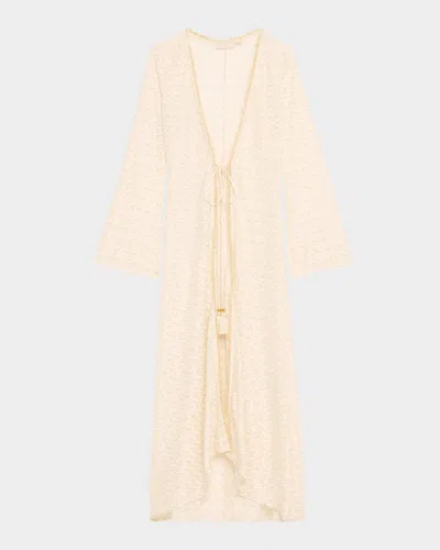 Ramy Brook Fatima Metallic Knit Coverup In White/gold Zig Zag