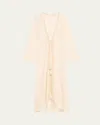 Ramy Brook Fatima Metallic Knit Coverup In White/gold Zig Zag