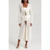Ramy Brook Fatima Metallic Long Sleeve Sheer Cover-up Maxi Dress In White