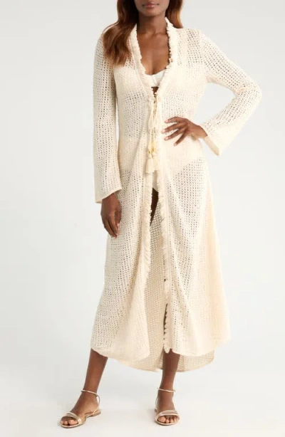 Ramy Brook Fatima Open Knit Cover-up Duster In Neutral