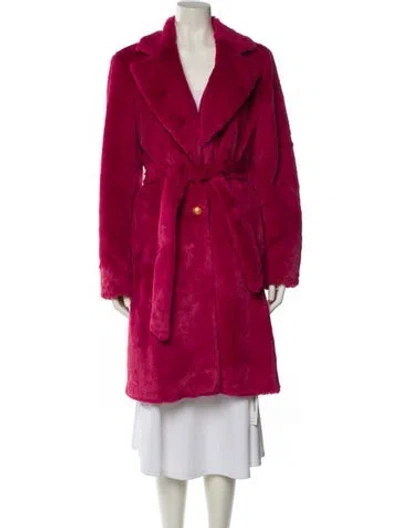 Pre-owned Ramy Brook Faux Fur Coat In Red