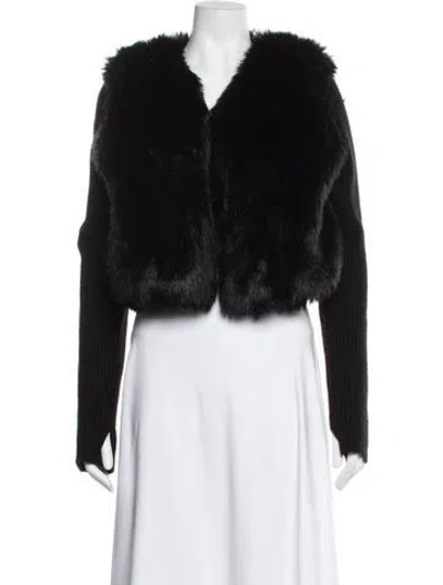 Pre-owned Ramy Brook Faux Fur Jacket In Black