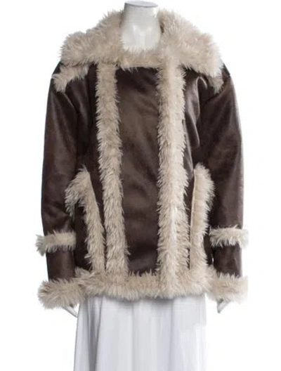 Pre-owned Ramy Brook Faux Fur Jacket In Brown