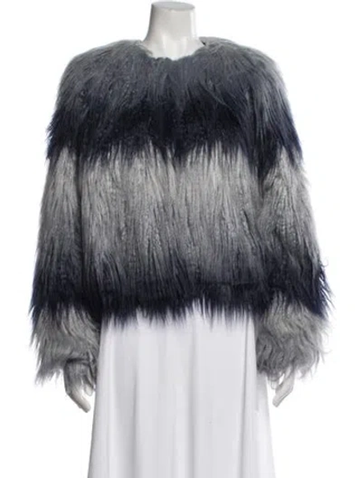 Pre-owned Ramy Brook Faux Fur Jacket W/ Tags In Blue