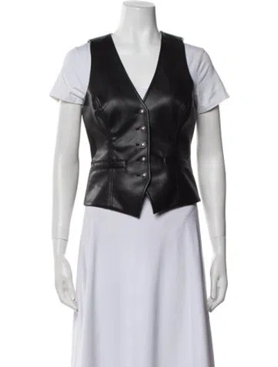 Pre-owned Ramy Brook Faux Leather Vest In Black