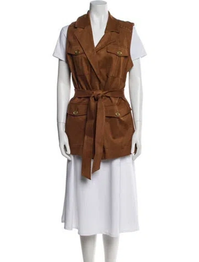 Pre-owned Ramy Brook Faux Leather Vest In Brown