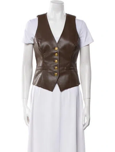 Pre-owned Ramy Brook Faux Leather Vest W/ Tags In Brown