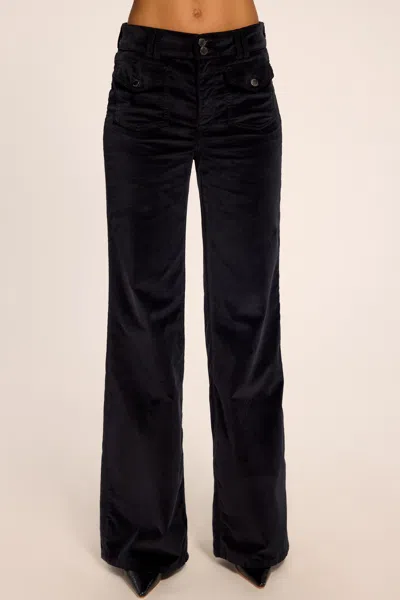 Ramy Brook Fay Velveteen High-rise Wide Leg Jean In Black