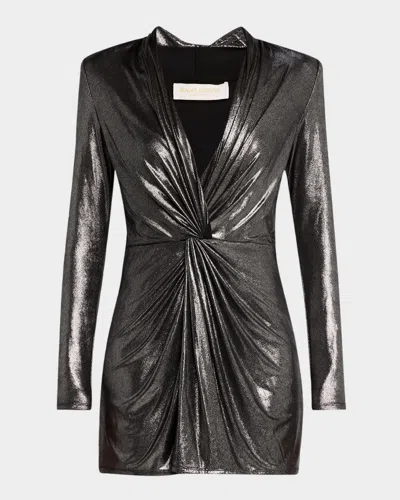Ramy Brook Faye Metallic Mini Dress In Fluid Silver