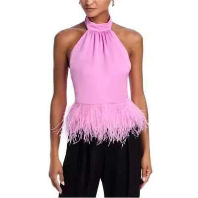 Ramy Brook Feather Trim Halter Top In Pink