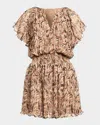 Ramy Brook Felicia Short Sleeve Smocked Mini Dress