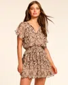 Ramy Brook Felicia Short Sleeve Smocked Mini Dress In Gray
