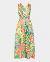 Ramy Brook Felicity Plunging Sleeveless Midi Dress In Garden Print